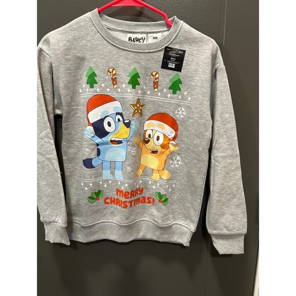 BLUEY MERRY CHRISTMAS KIDS SWEATSHIRTS BLUEY AND BINGO - Picture 1 of 3